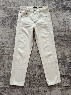 Banana Republic High Rise Straight Jeans 25 Ecru Cream 100% Cotton Button Fly